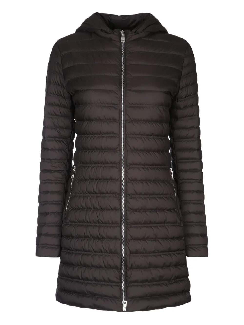 Add hooded quilted coat | Brown | Image 1