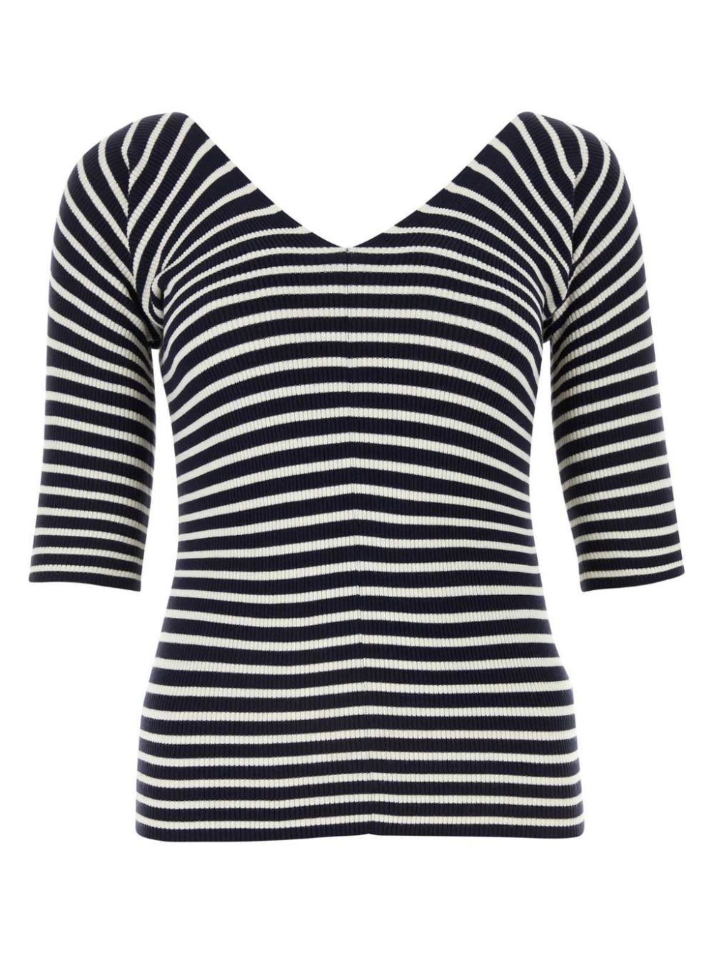 Shop Weekend Max Mara Ribbed V-neck Knit Top In Blue