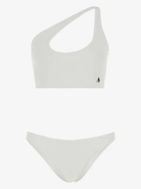The Attico logo-embroidered ribbed bikini