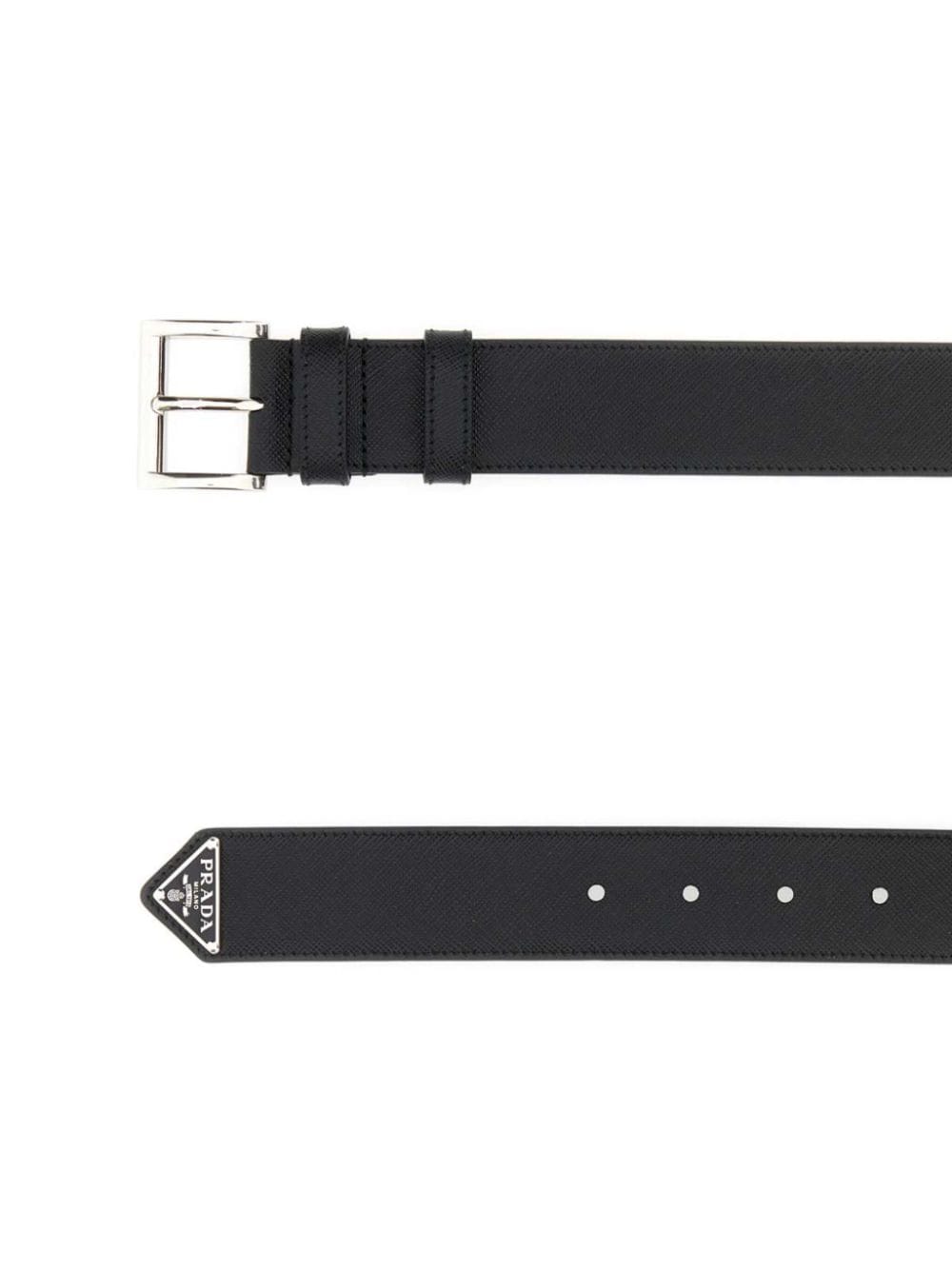 Prada triangle-logo Saffiano leather belt - Zwart