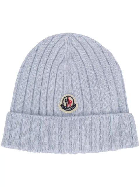 Moncler Enfant logo-appliqué ribbed wool beanie