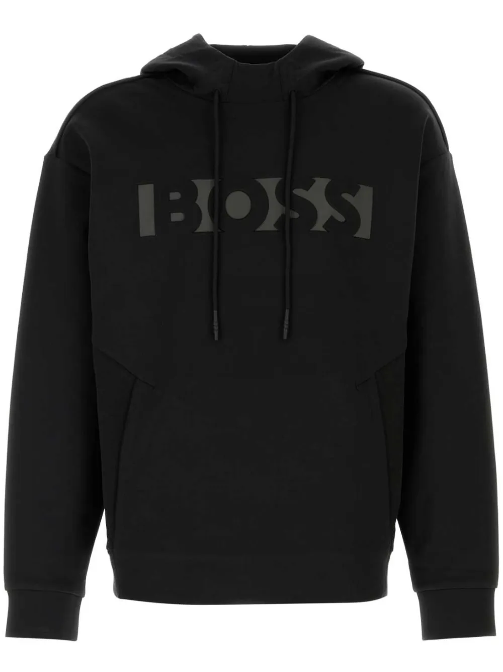 BOSS logo-embossed hoodie – Black