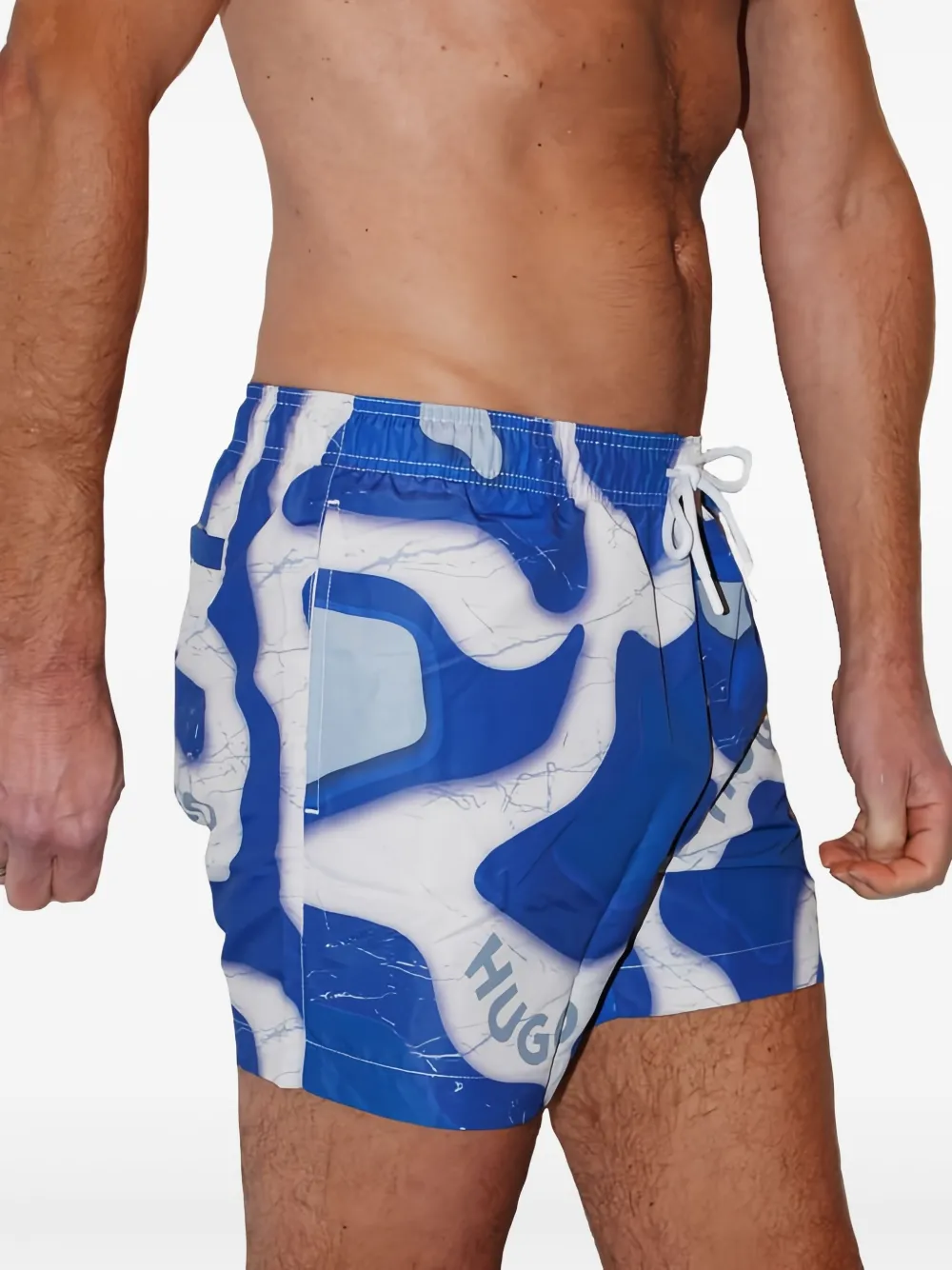 HUGO Zwembroek met logoprint Blauw