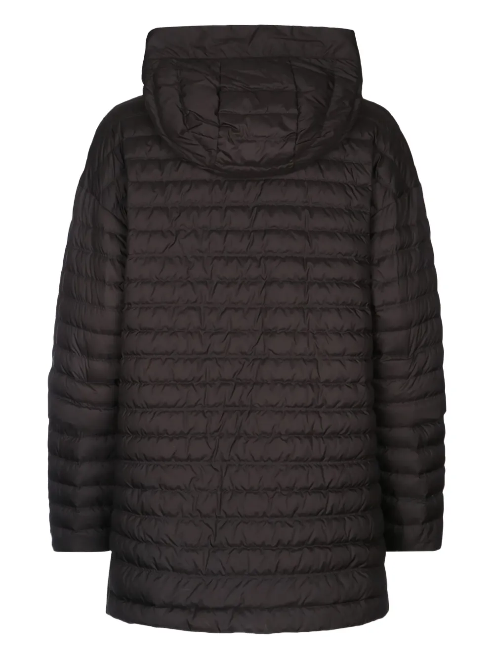 Add Hooded Quilted Coat In Black