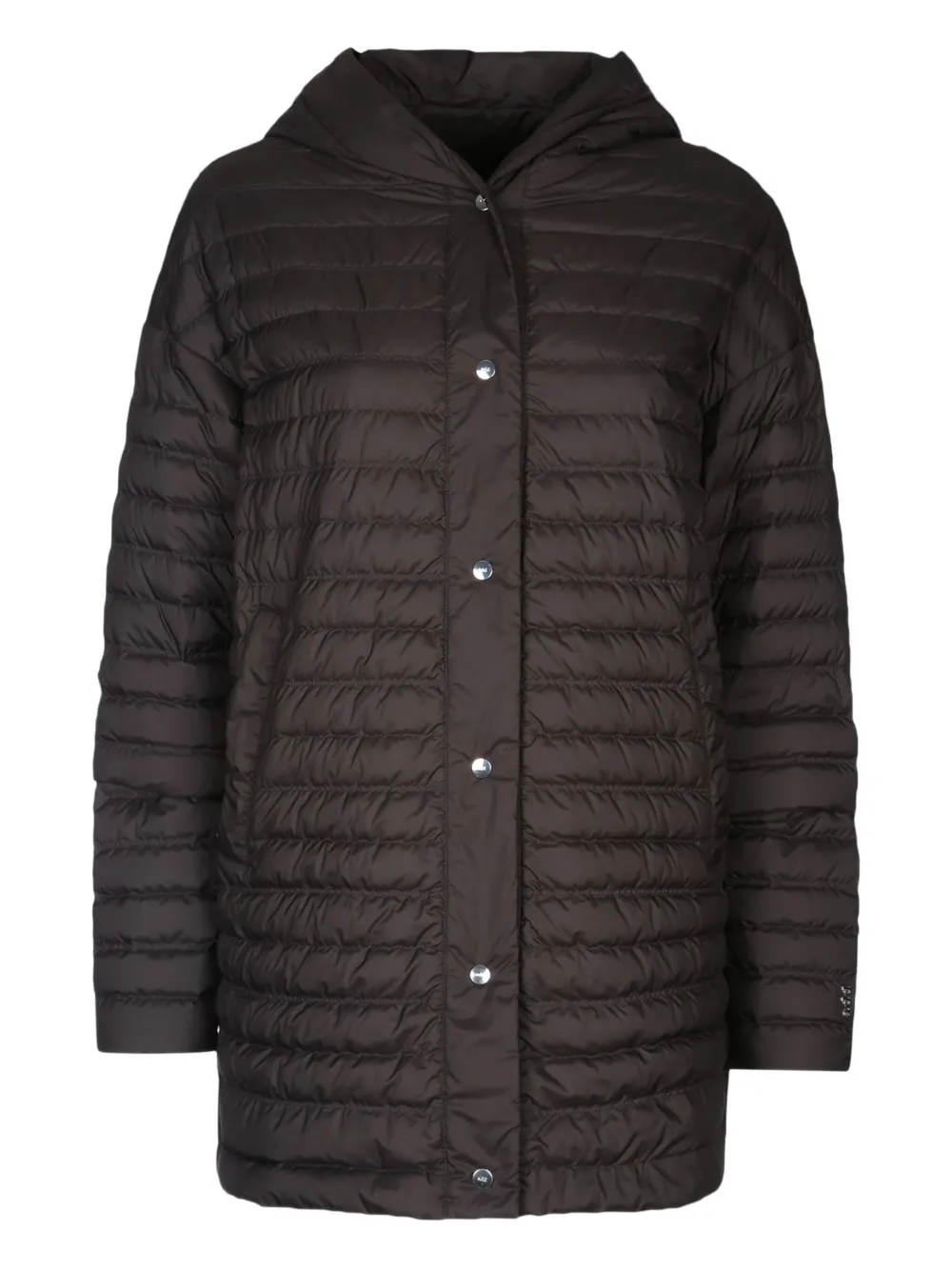 Add Hooded Quilted Coat In Black