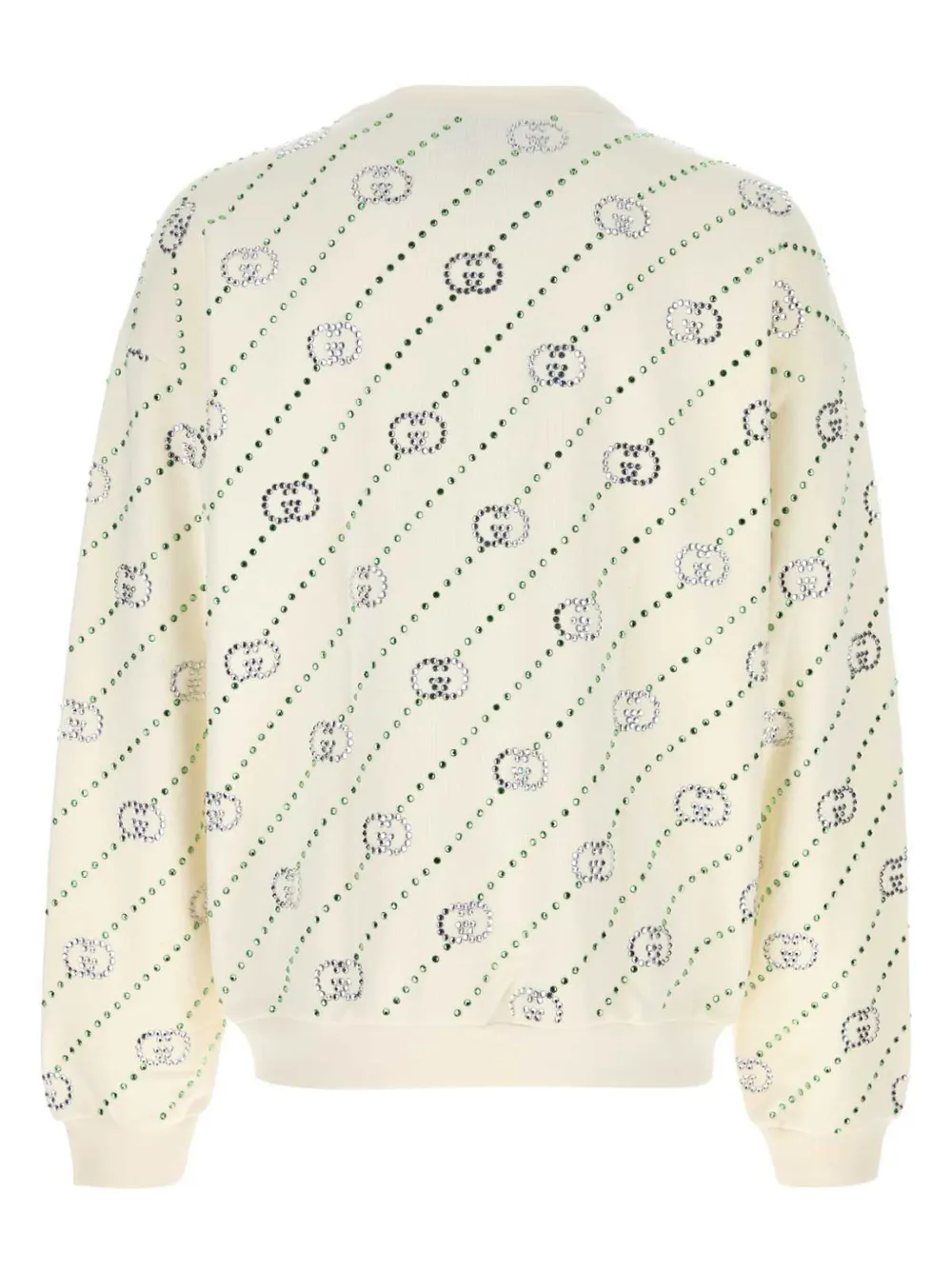 Gucci striped Interlocking G-crystal sweatshirt - Beige