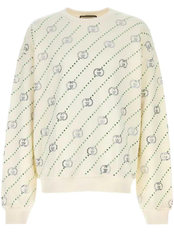 Gucci Men s striped Interlocking G Crystal Sweatshirt