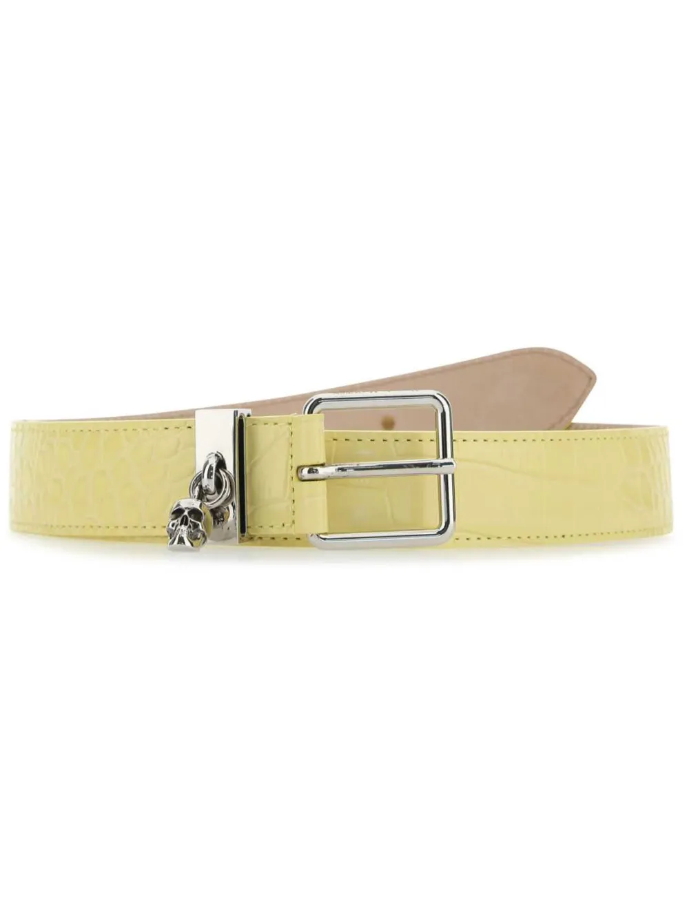 Alexander McQueen crocodile-effect leather belt Beige