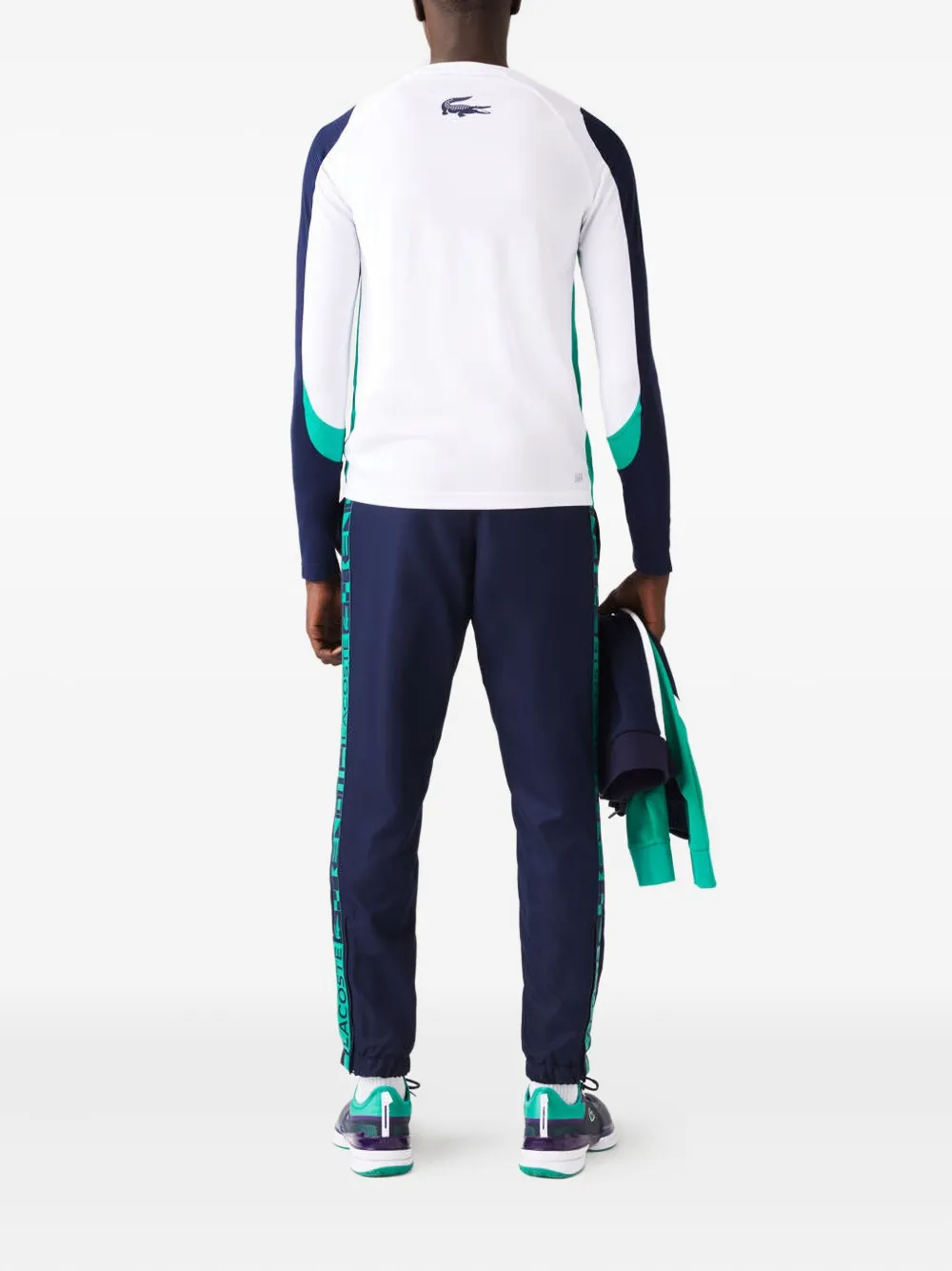 Lacoste logo-tape elastic-cuff trousers Blauw