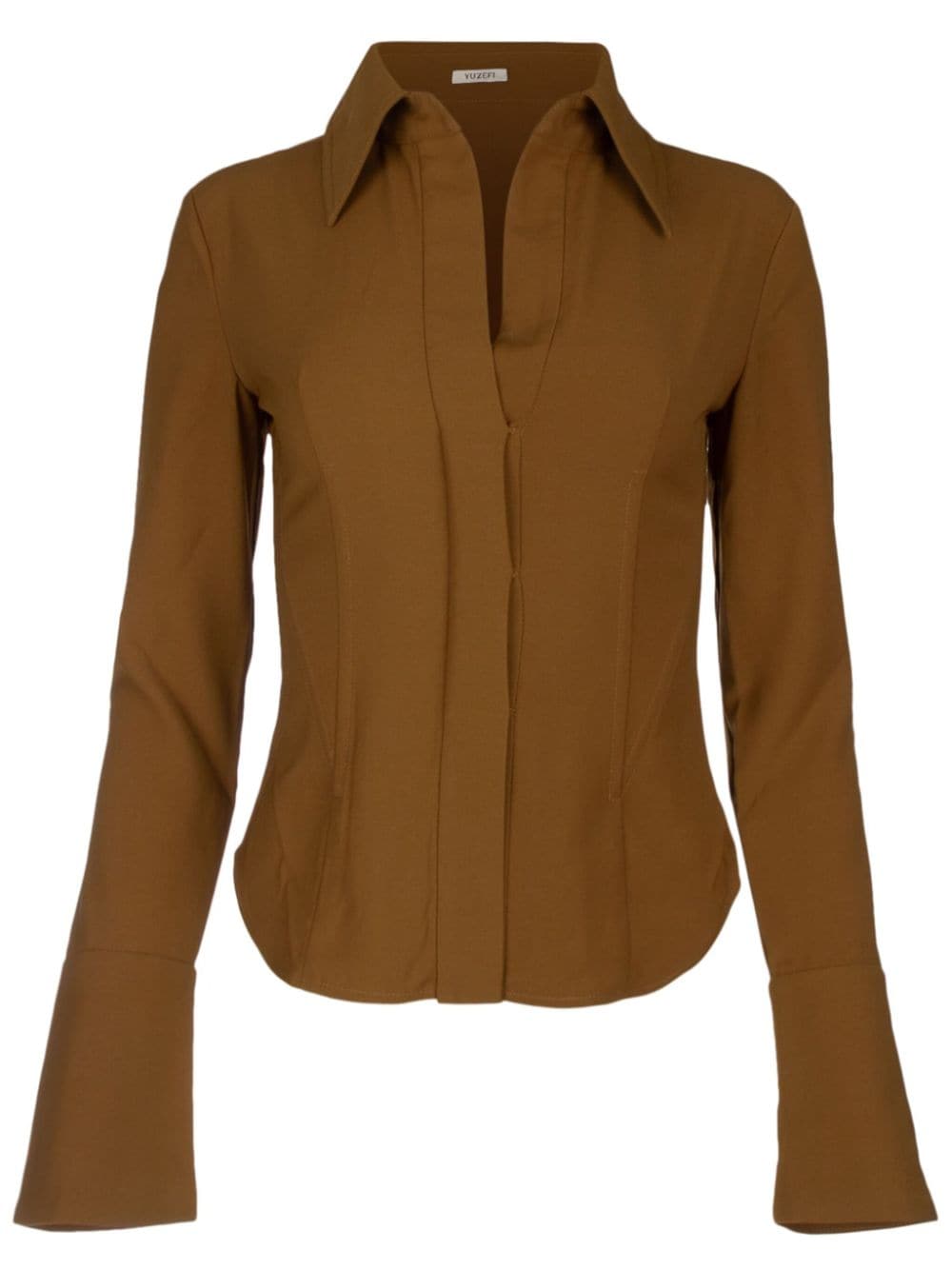 Shop Yuzefi Corseted Shirt In Brown