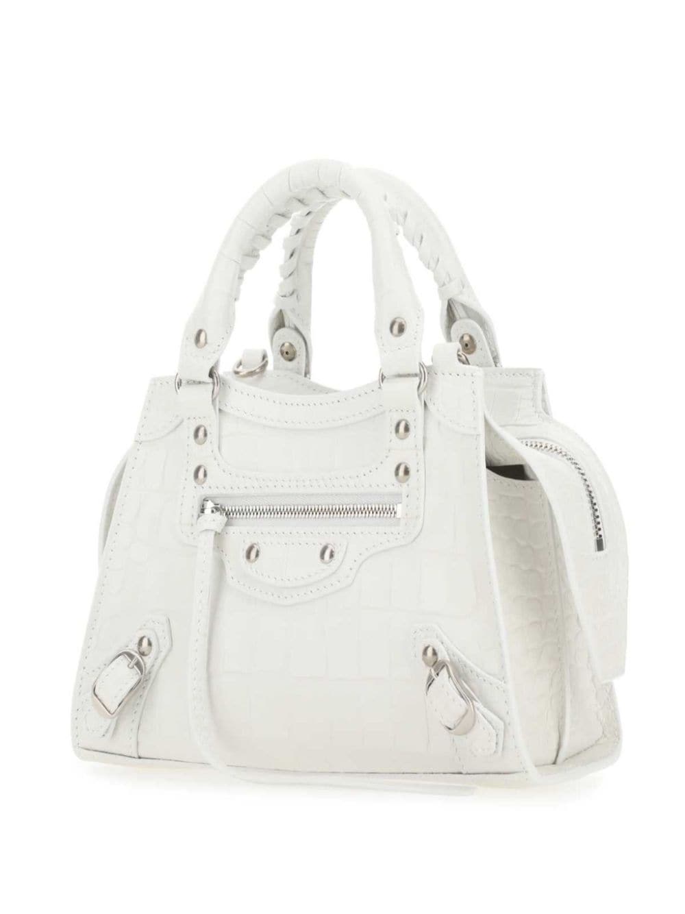 Shop Balenciaga Mini Neo Classic Handbag In White