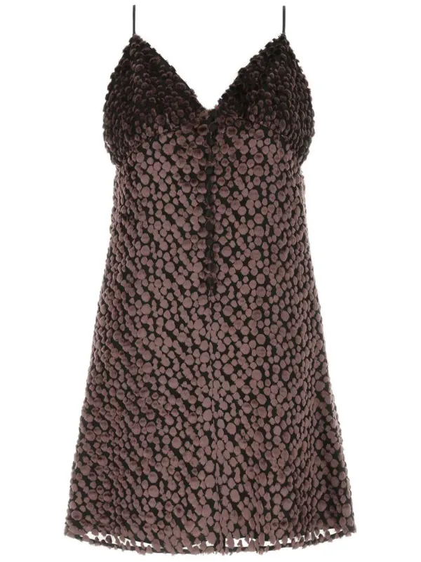 Saint Laurent Velvet Mini Dress | Brown | FARFETCH