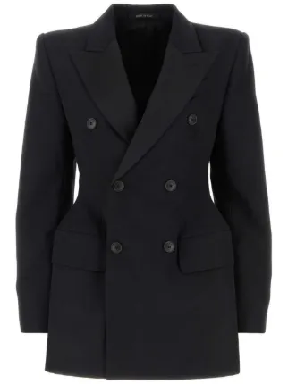 バレンシアガ　BALENCIAGA HOURGLASS WOOL BLAZER Balenciaga Hourglass Wool Blazer | Black | FARFETCH IN