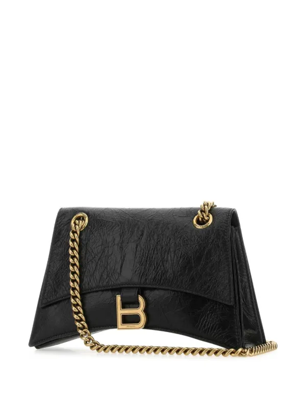 Balenciaga Crush Shoulder Bag Black FARFETCH BE