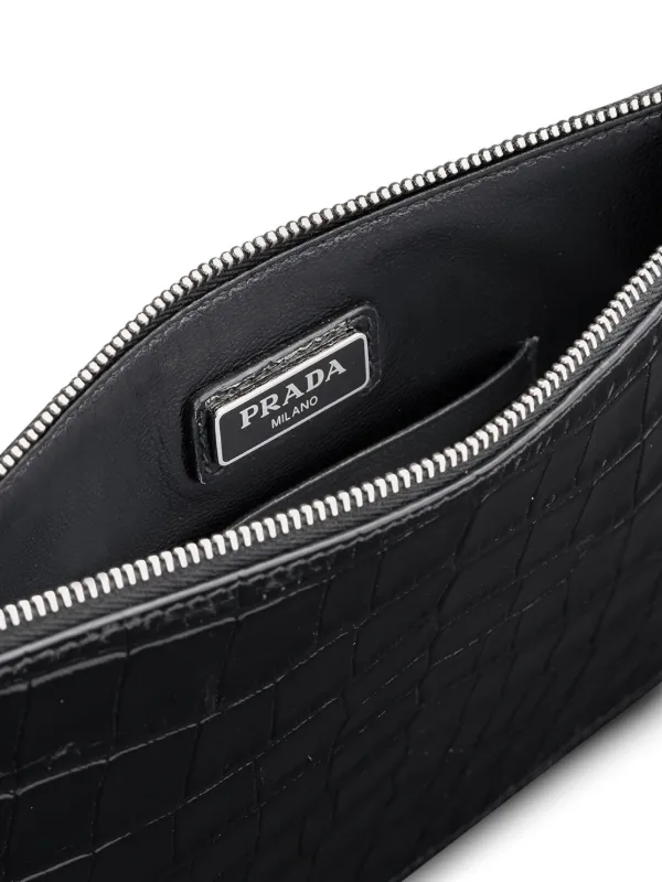 Prada レザー トラベルポーチ | ブラック | FARFETCH JP