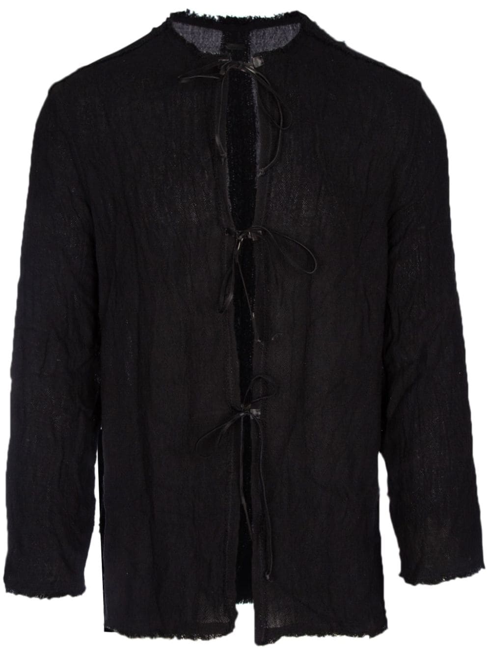 Caravana fringed-hem organic cotton shirt - Nero