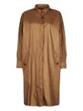 Add button-fastening patch-pocket coat - Brown