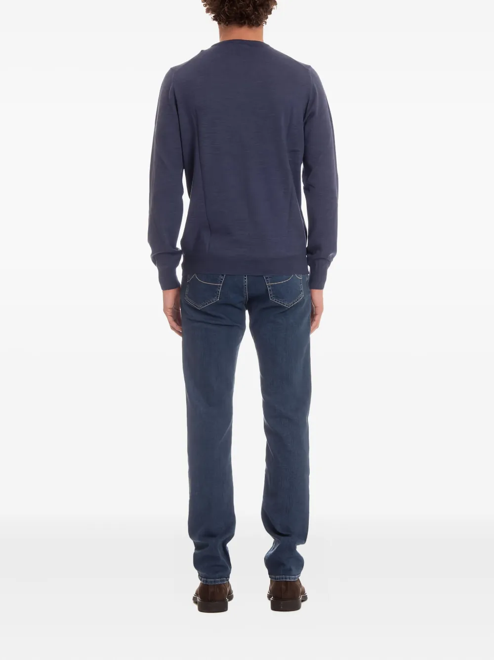 Barba round-neck long-sleeve sweater Blauw