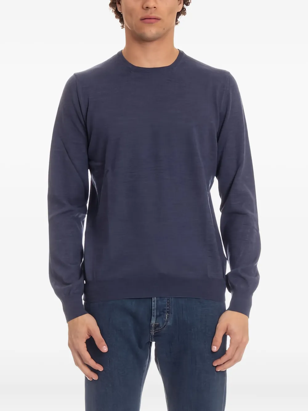Barba round-neck long-sleeve sweater Blauw