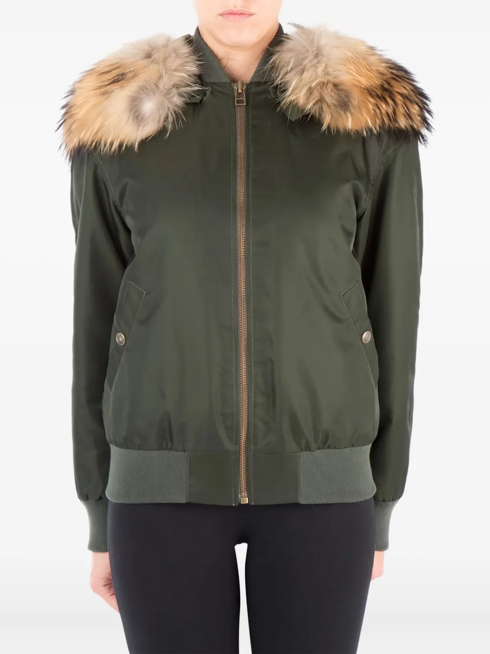 fur-trimmed bomber jacket