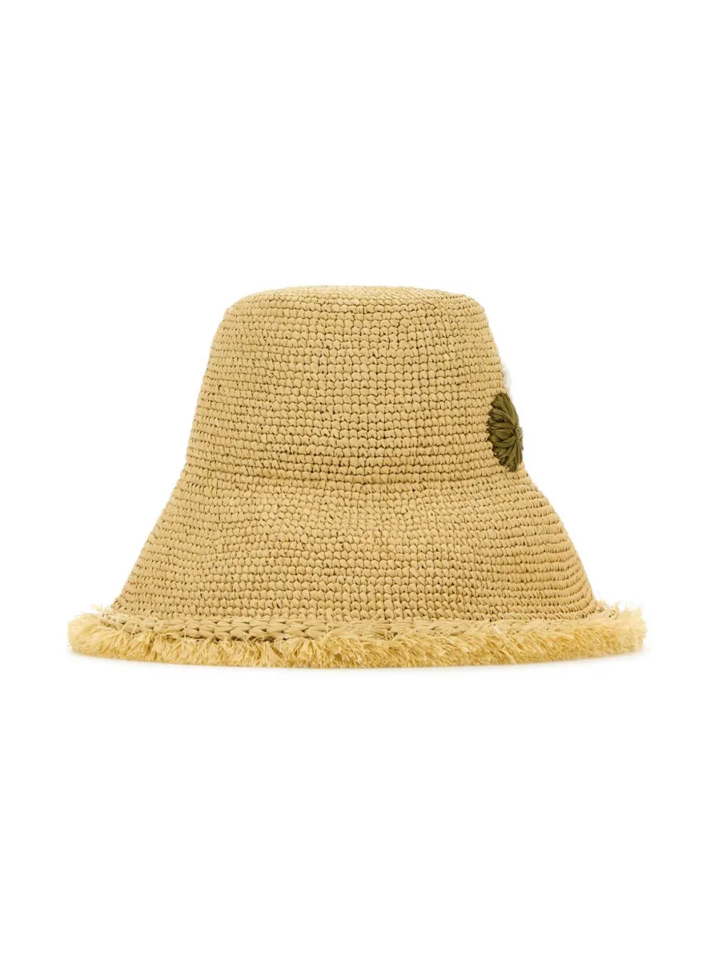 Prada Raffia hoed met geborduurd logo Beige