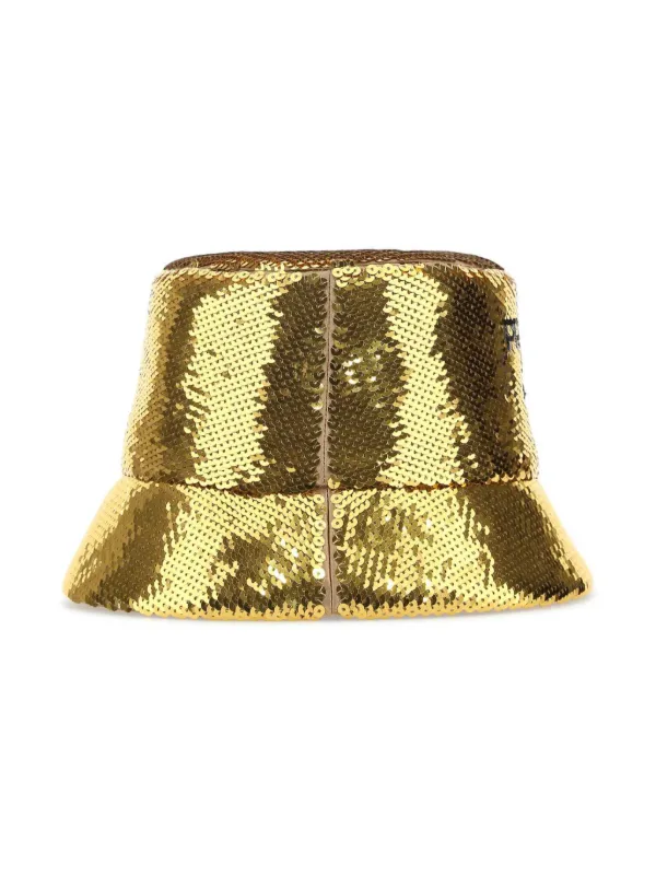 キャップ PRADA Gold Sequins Bucket Hat Prada sequin-embellished Bucket Hat | Gold | FARFETCH IL