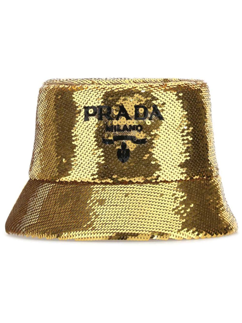 Shop Prada Sequin-embellished Bucket Hat In Gold