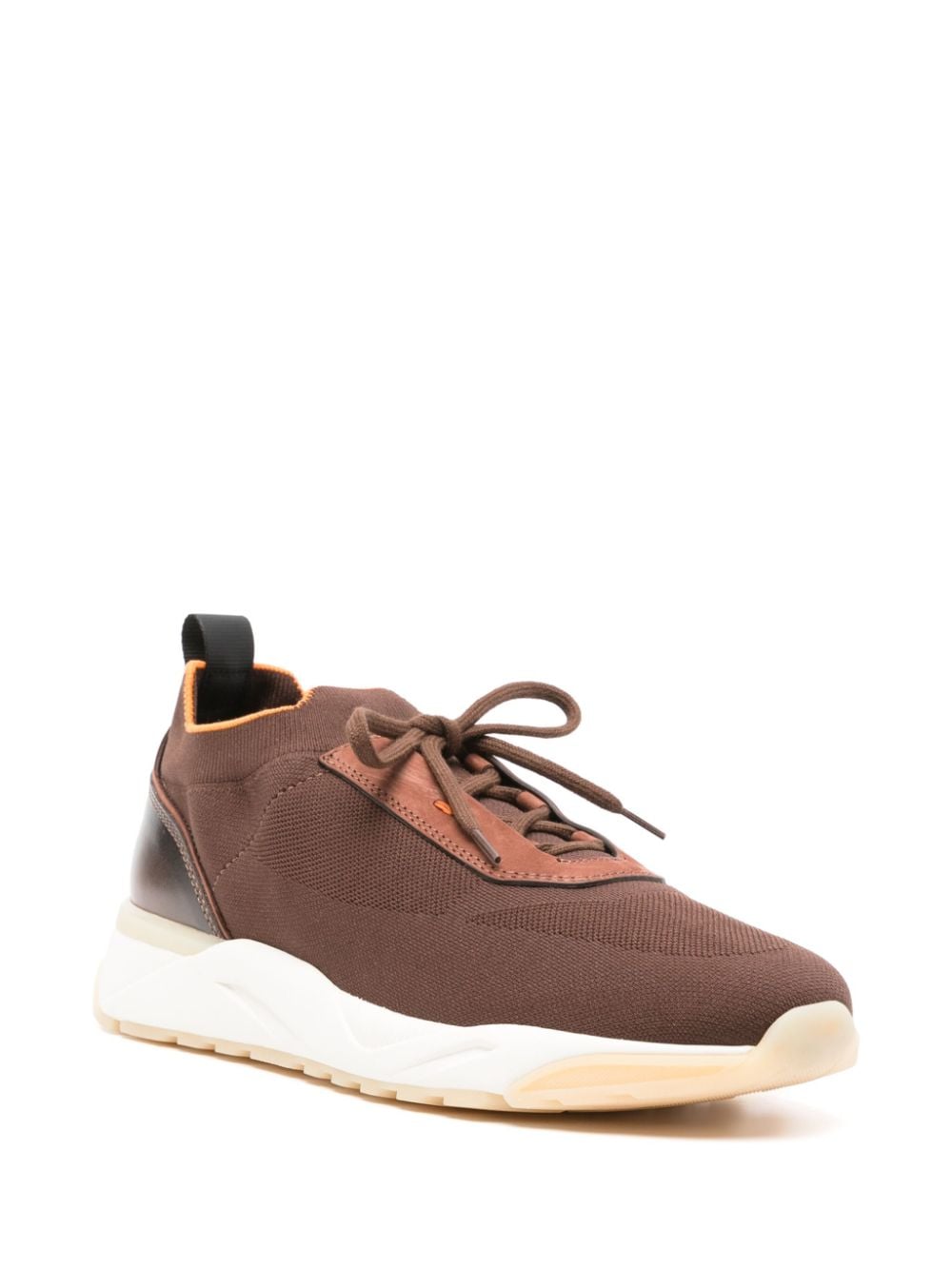 Shop Santoni Knitted Sneakers In Brown