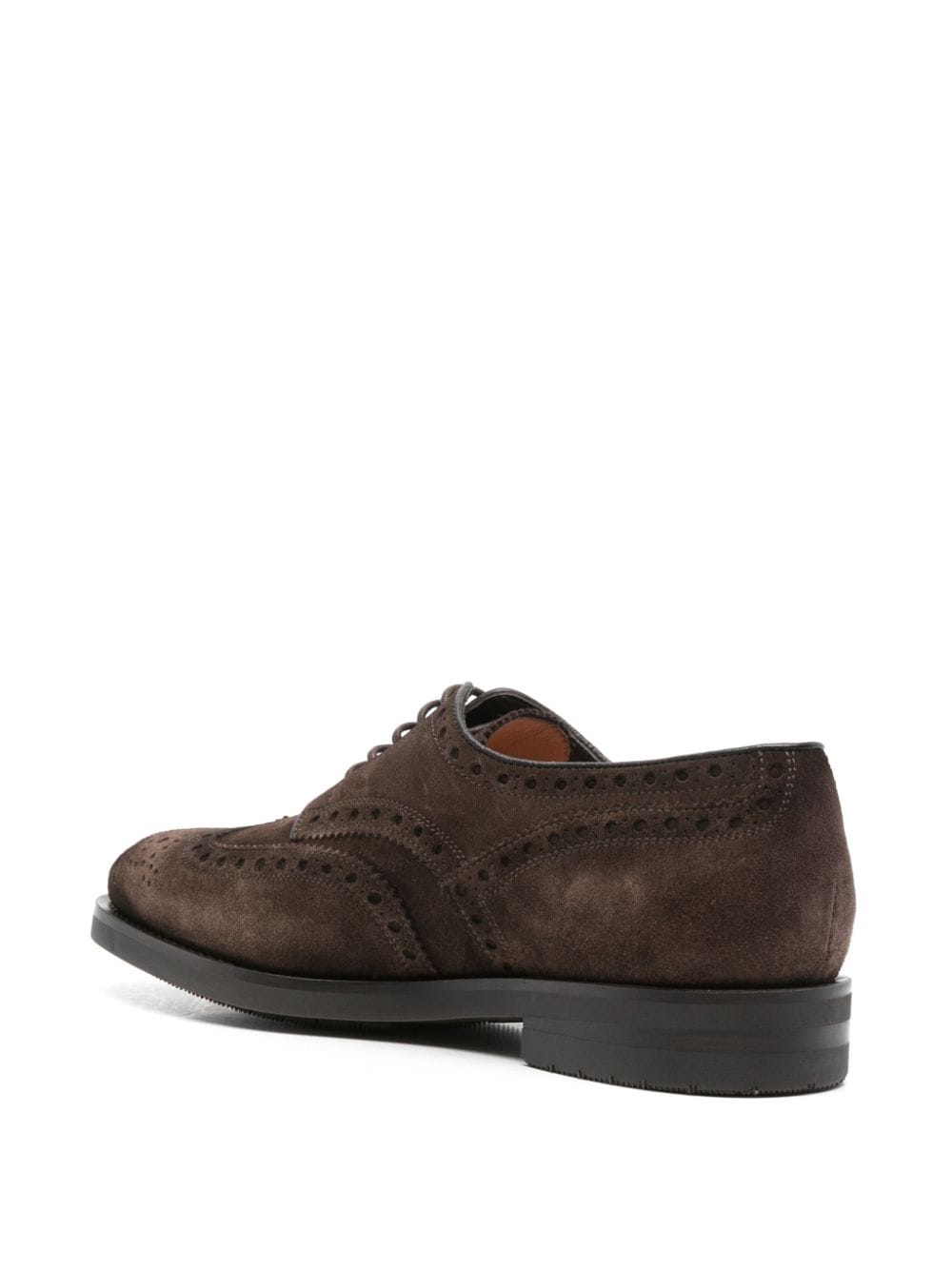 Shop Santoni Suede Brogues In Brown