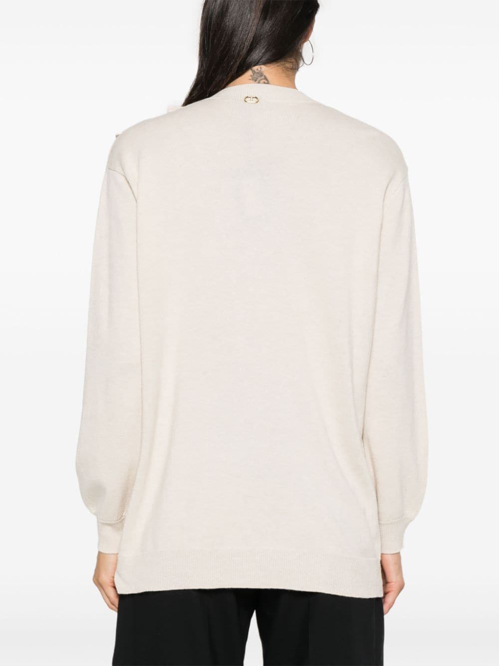 Shop Twinset Ruffle-detail Jumper In Neutrals