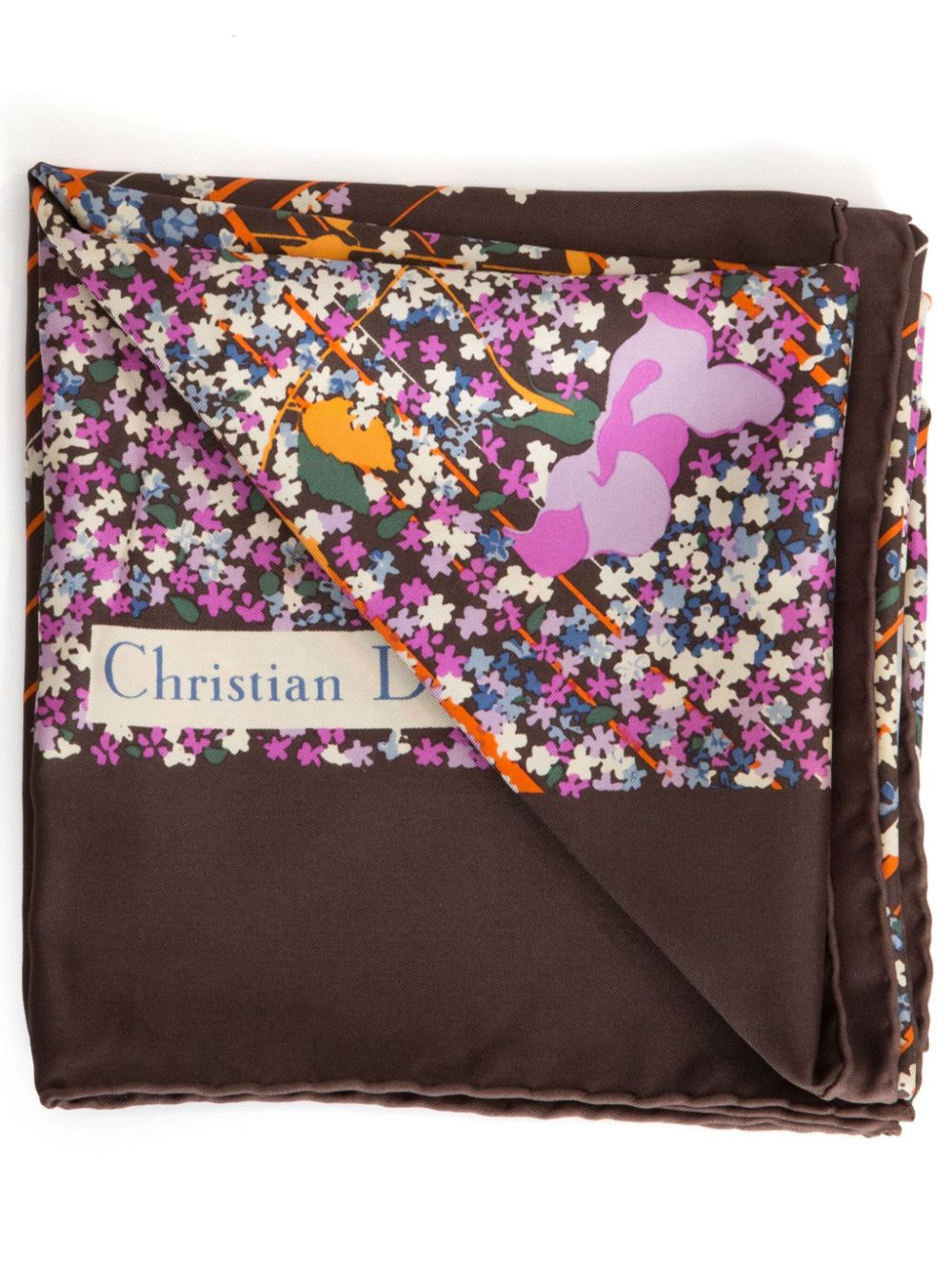 Christian Dior Pre-Owned 1970s floral-print scarf - Brown