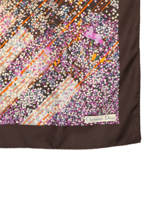Christian Dior Pre-Owned 1970s floral-print Scarf Brown FARFETCH IN