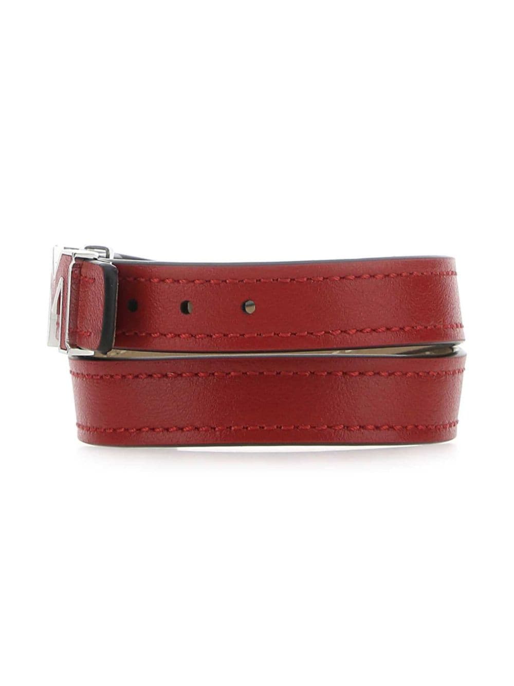 Shop Montblanc Leather Bracelet In Red