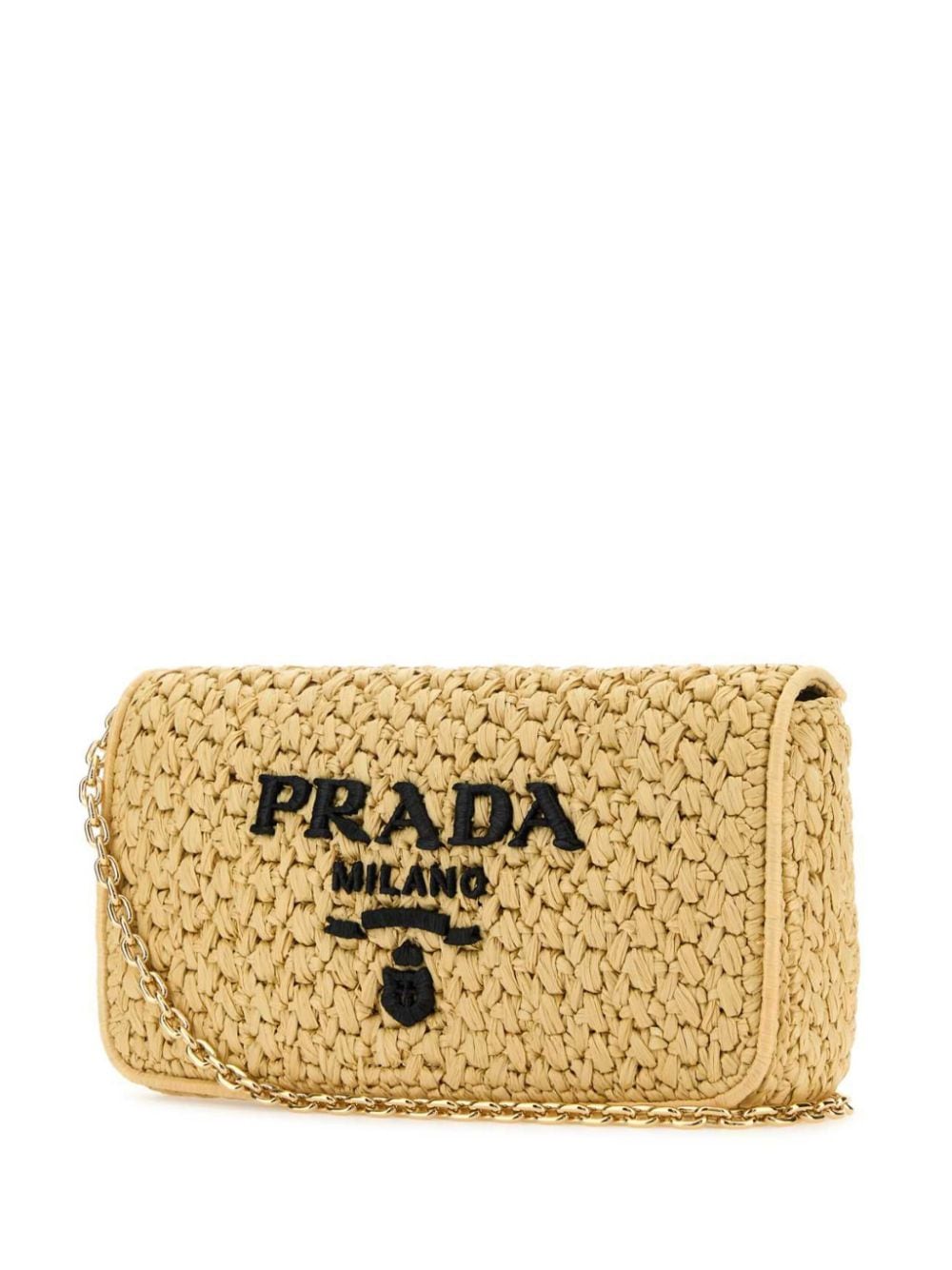 Shop Prada Triangle-logo Woven Shoulder Bag In Nude