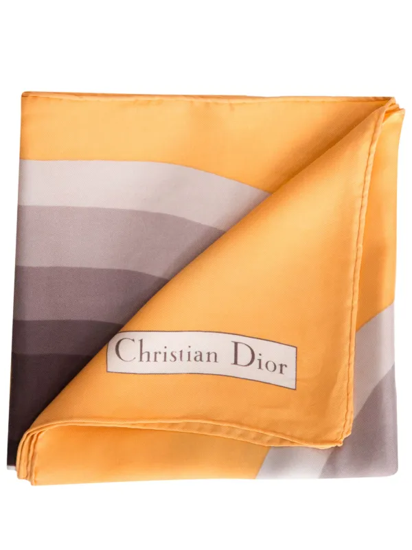 Christian Dior Pre-Owned 1970s logo-print Scarf Orange FARFETCH IN