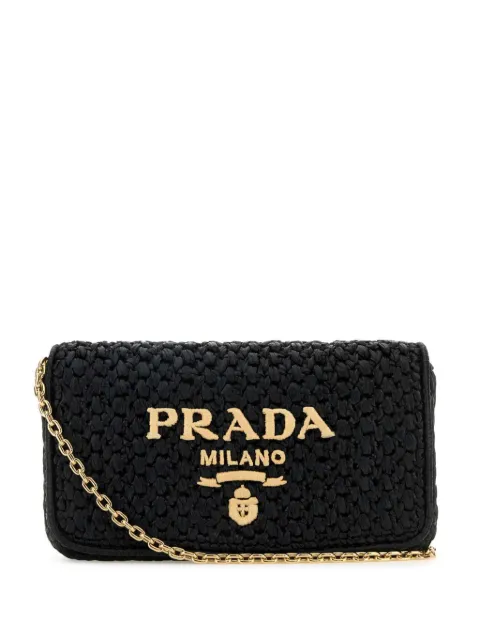 Prada triangle-logo woven shoulder bag
