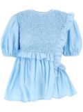 Cecilie Bahnsen ruched-bodice puff-sleeve blouse - Blue