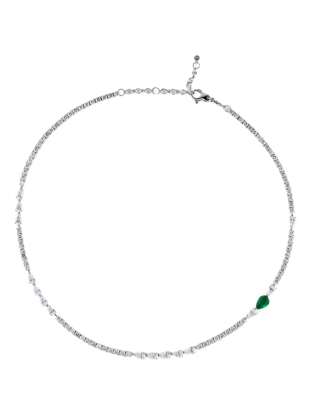 Shop Jewels Aficionado 18kt White Gold Diamond And Emerald Necklace In Silver