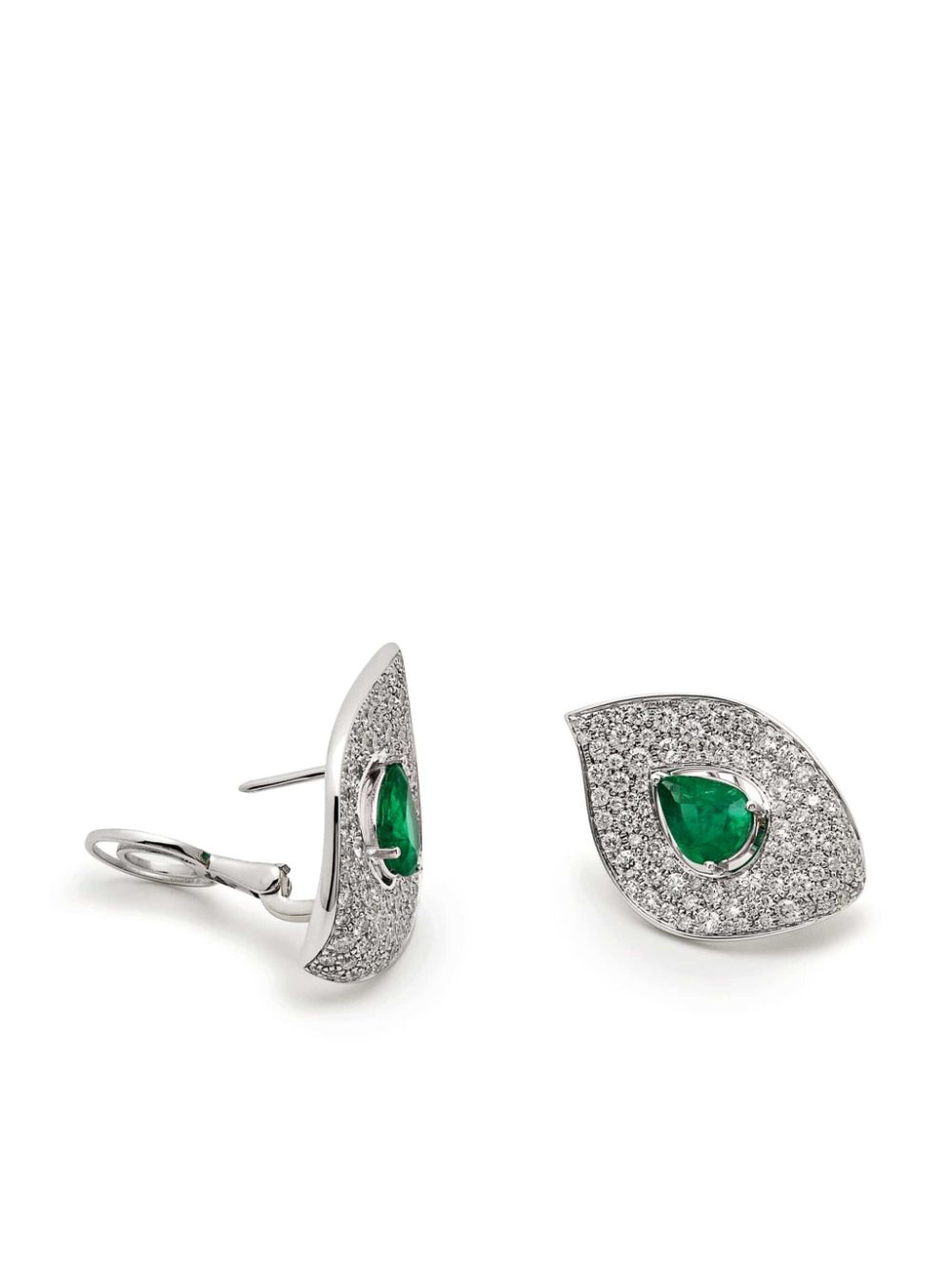 Jewels Aficionado 18kt white gold Jardin emerald and diamond earrings - Silver