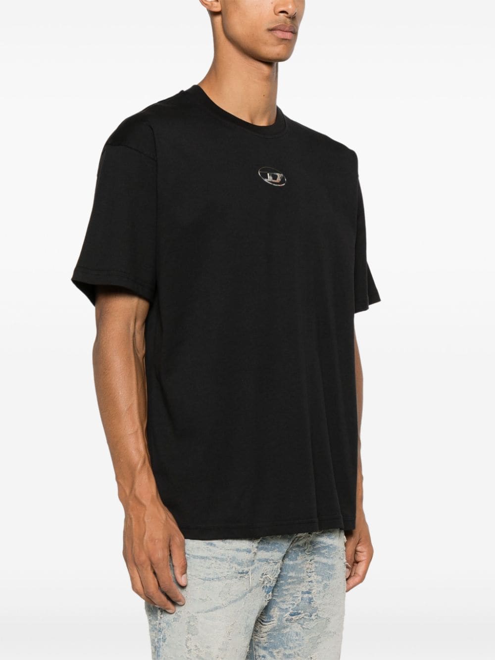 Shop Diesel Oval D T-shirt In Black