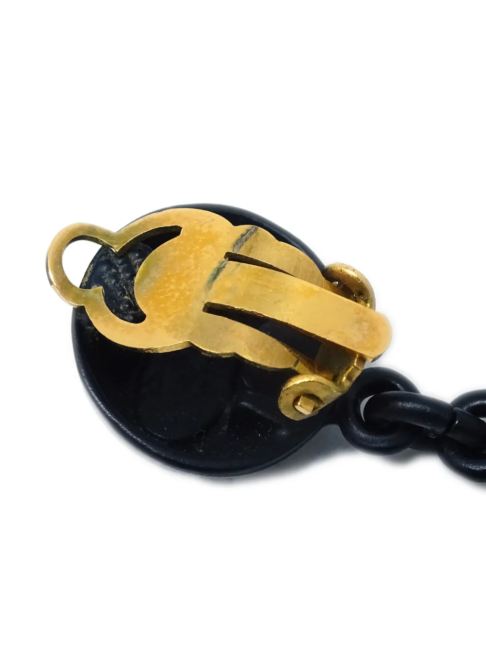 Pre-owned Chanel 1993 Cc Clip-on Earrings In Black