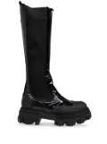 GANNI 50mm crocodile-embossed knee-high boots - Black