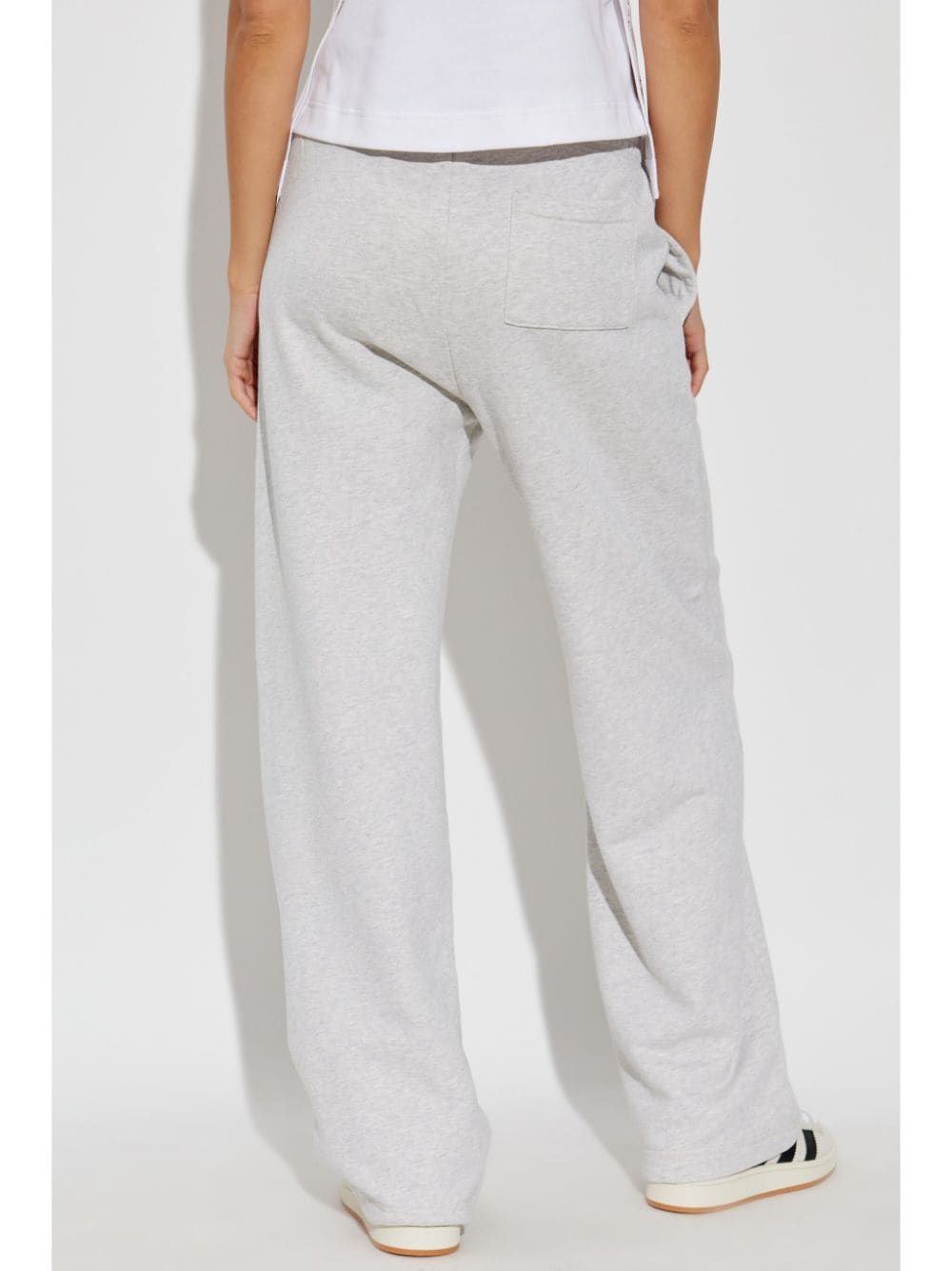 Shop Maison Kitsuné Embroidered-logo Cotton Track Pants In Grey