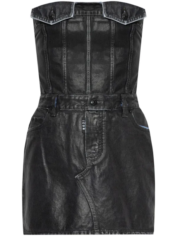 DSQUARED2 coated-finish Mini Dress | Black | FARFETCH