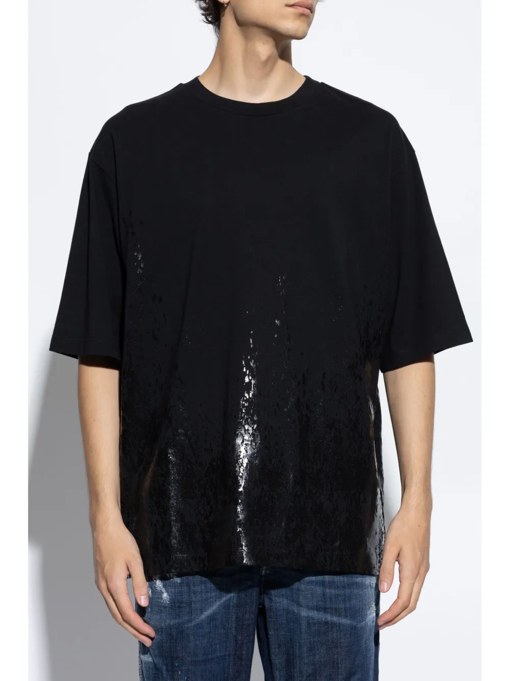 DSQUARED2 Katoenen T-shirt met metallic-effect Zwart