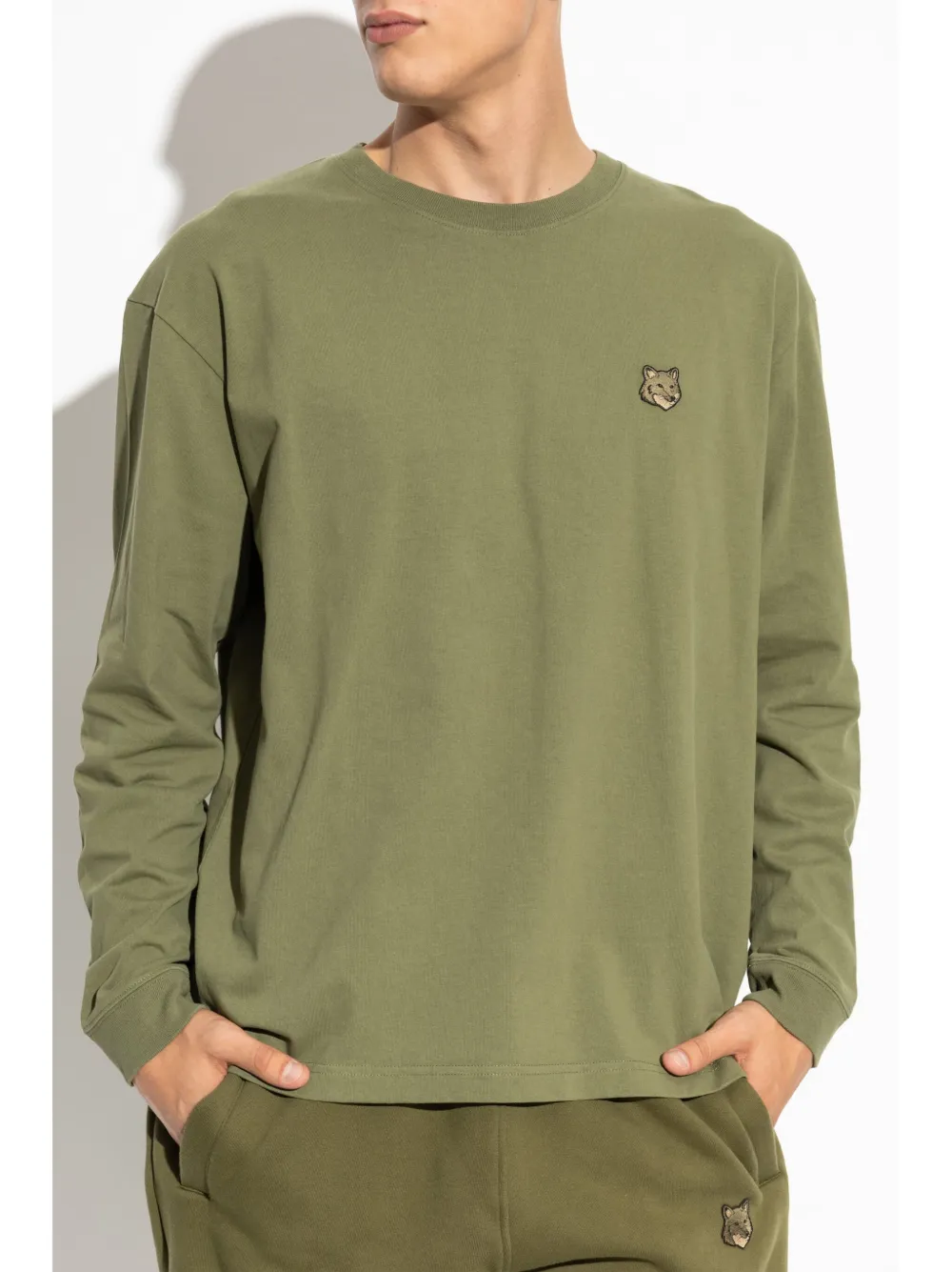 Maison Kitsuné Sweater met vossenpatch Groen