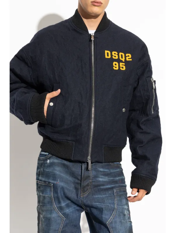DSQUARED2 Logo-embroidered Bomber Jacket | Blue | FARFETCH