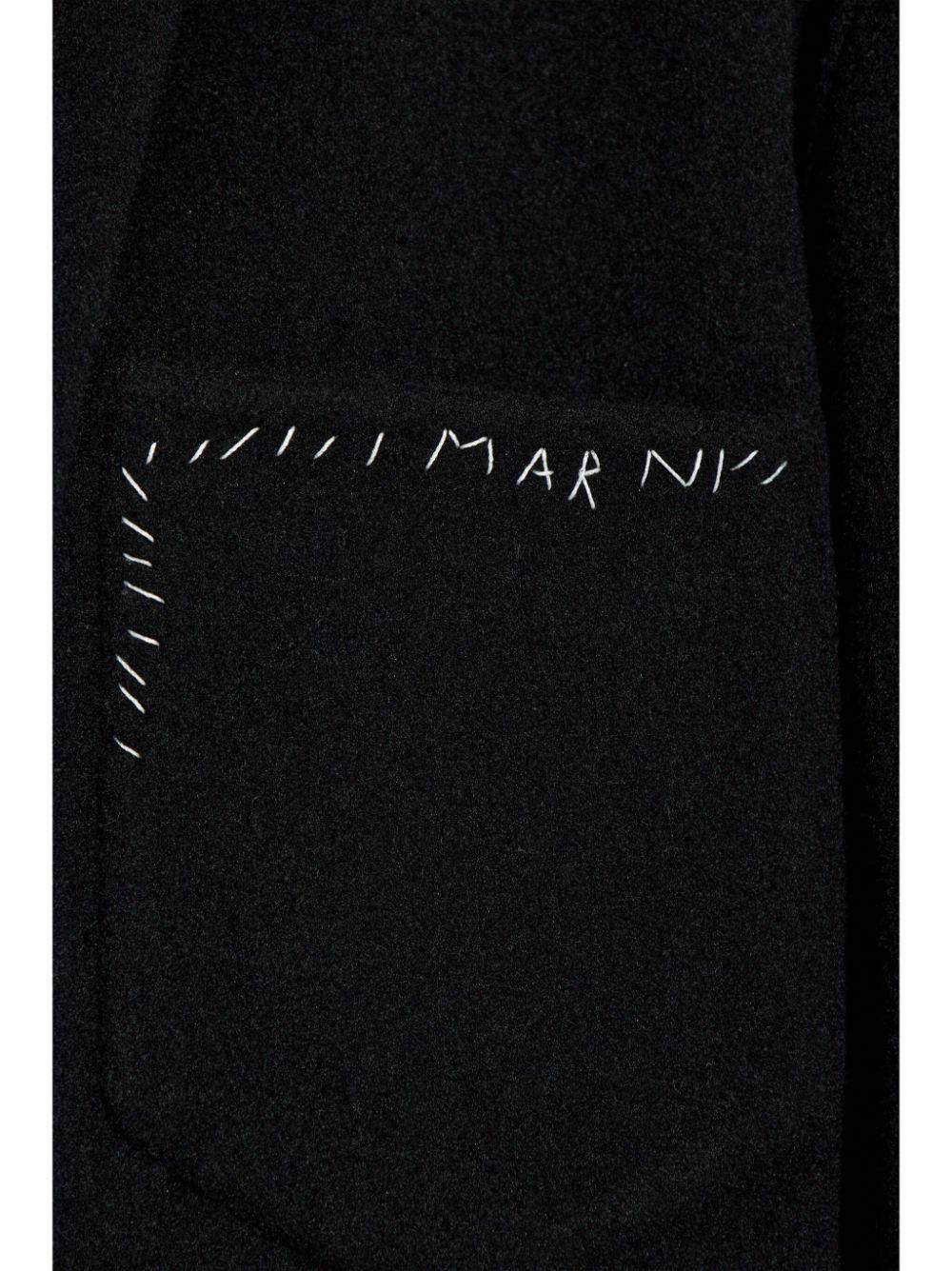 Shop Marni Logo-embroidered Wool Hooded Jacket In Black