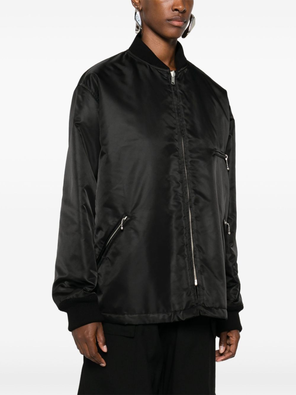 Shop Mm6 Maison Margiela Signature Single-stitch Logo Bomber Jacket In Black