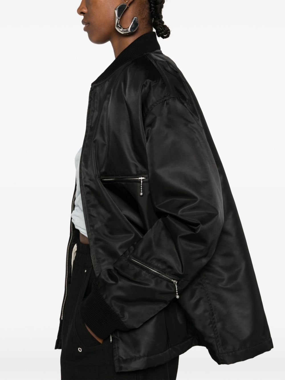 Shop Mm6 Maison Margiela Signature Single-stitch Logo Bomber Jacket In Black